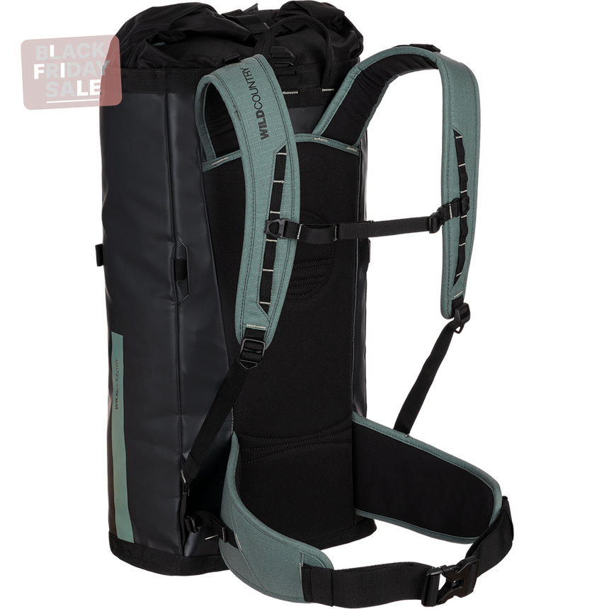 Wild Country Climbing Crag Hauler 40 Backpack Outdoor Action Black/Marsh - Back Angled
