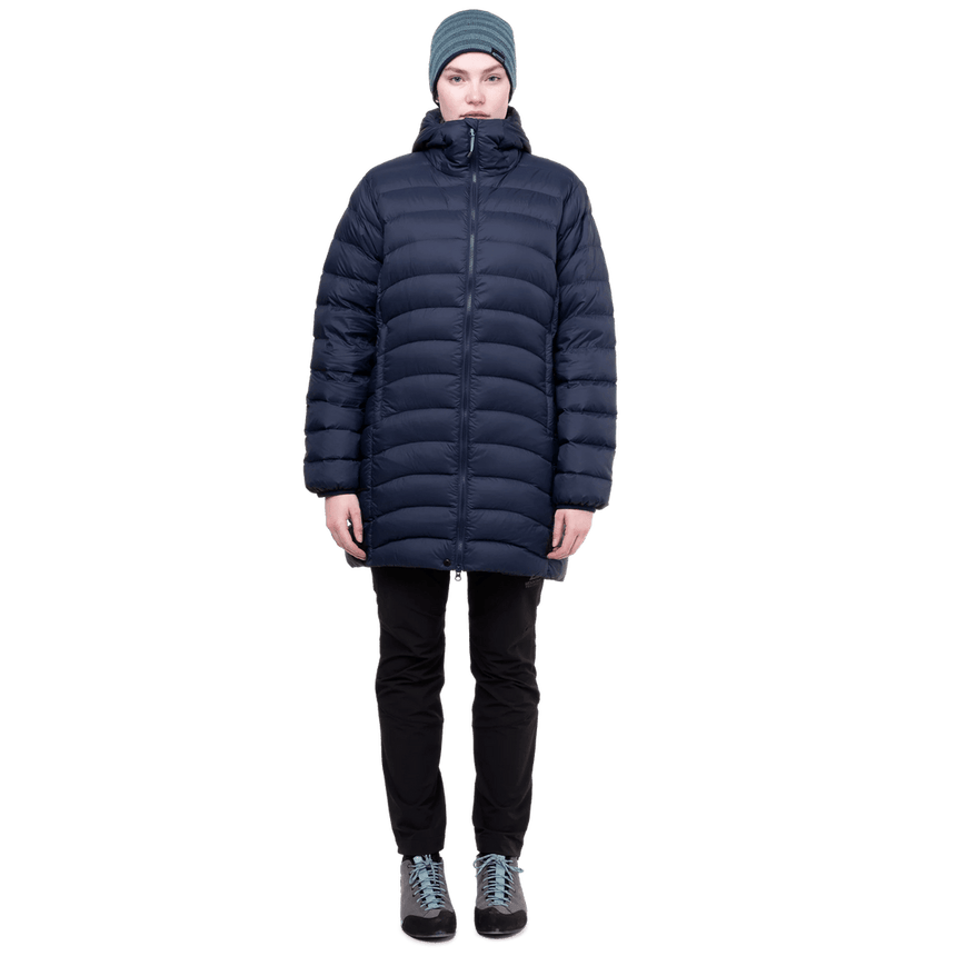 Mountain Equipment Earthrise Women's Parka Outdoor Action Cosmos - Front Fit on Model