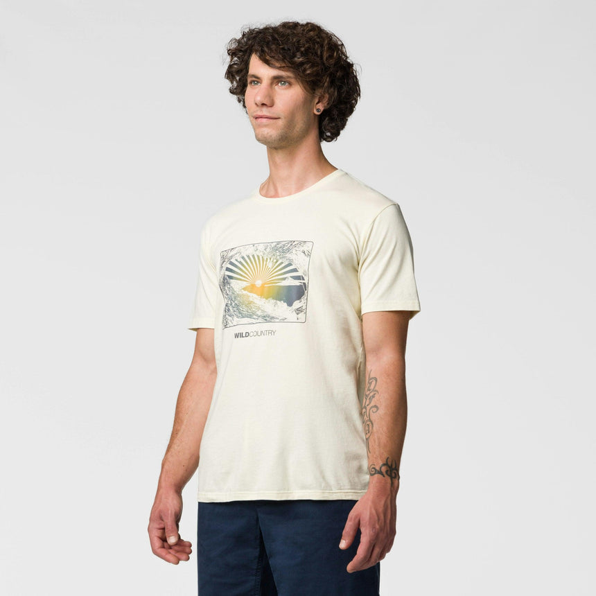 Wild Country Climbing Stamina T-Shirt Man Outdoor Action Quartz - Front Angled Fit on Model