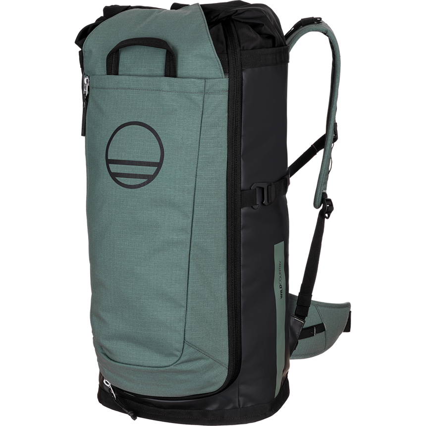 Wild Country Climbing Crag Hauler 40 Backpack Outdoor Action Black/Marsh - Front Angled