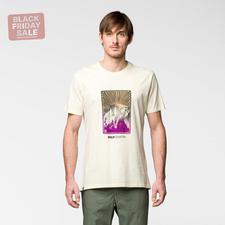 Wild Country Climbing Flow T-Shirt Man Outdoor Action Quartz - Front Fit on Model