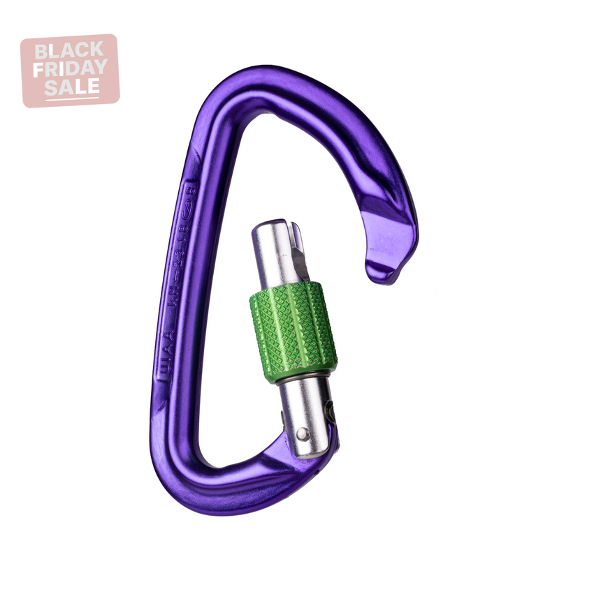 Wild Country Climbing Session Screw Gate Locking Carabiner Outdoor Action Purple/Green - Opened