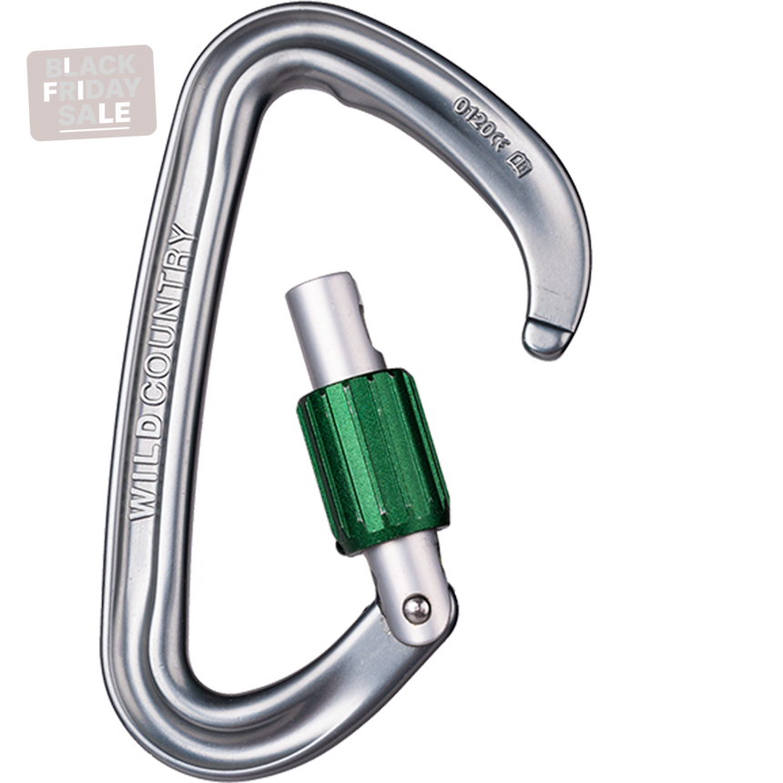 Wild Country Climbing EOS Screwgate Carabiner Outdoor Action Gunmetal/Green - Loosened