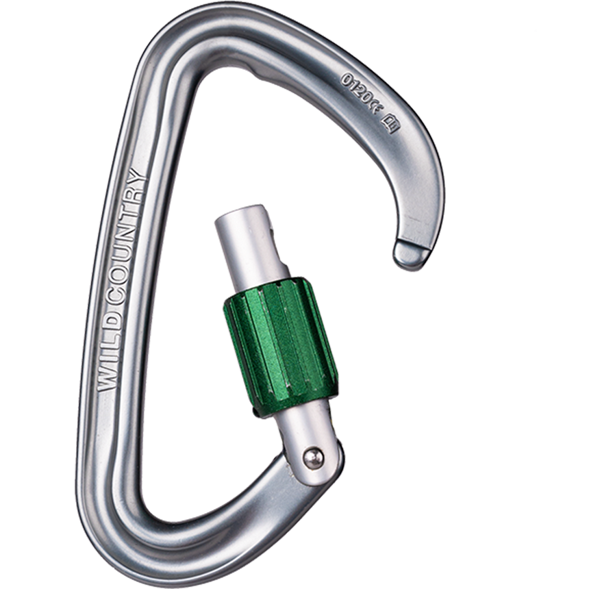 Wild Country Climbing EOS Screwgate Carabiner Outdoor Action Gunmetal/Green - Loosened