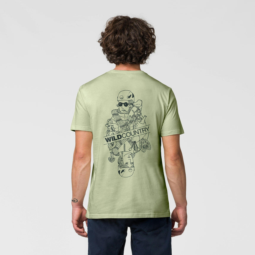 Wild Country Climbing Flow T-Shirt Man Outdoor Action Jade - Back Fit on Model