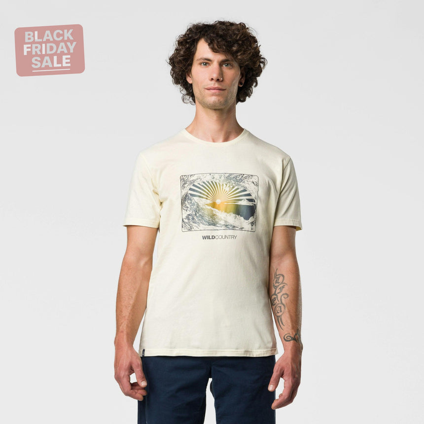 Wild Country Climbing Stamina T-Shirt Man Outdoor Action Quartz - Front Fit on Model