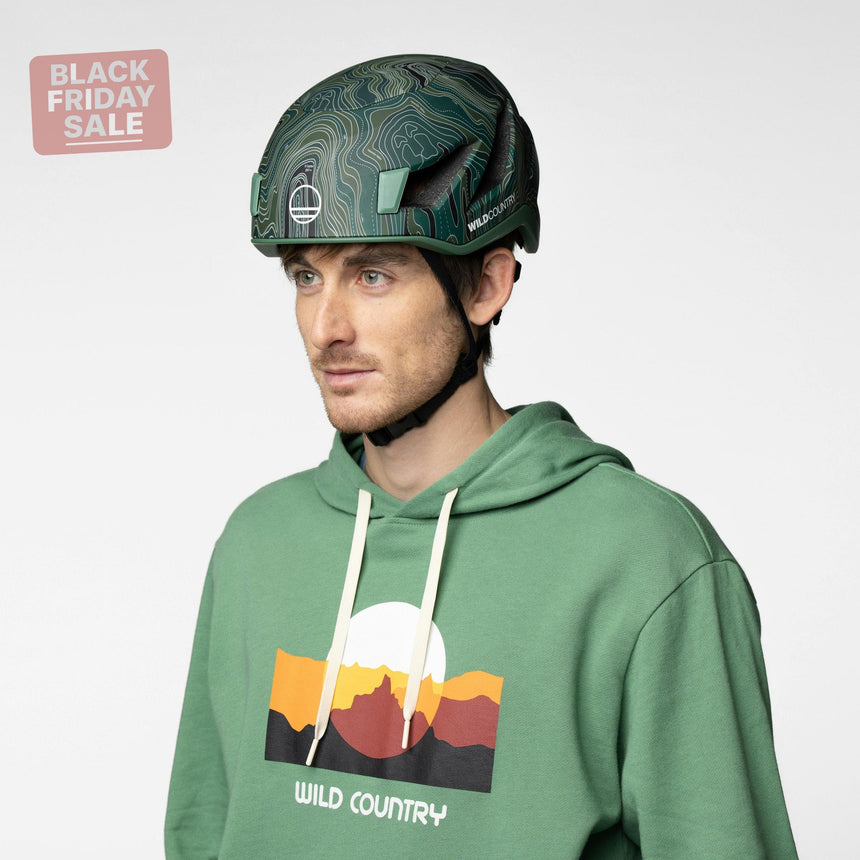 Wild Country Climbing Syncro Helmet Outdoor Action Yosemite - Front Angled Fit on Model