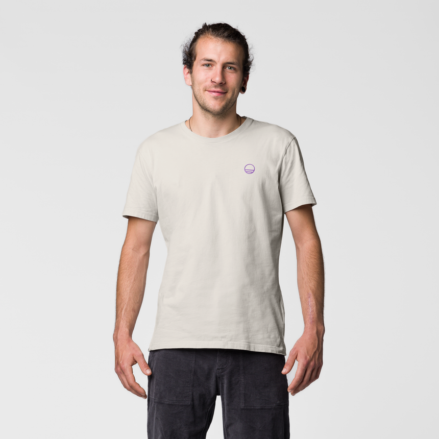 Wild Country Climbing Flow T-Shirt Man Outdoor Action Moonstone - Front Fit on Model