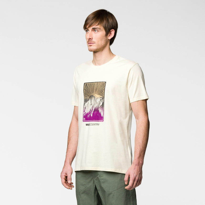 Wild Country Climbing Flow T-Shirt Man Outdoor Action Quartz - Front Angled Fit on Model