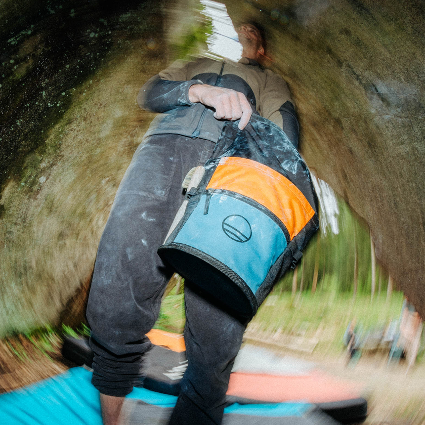 Wild Country Climbing Sequence Chalk Bucket Outdoor Action Deepwater/Sandstone/Black -Product In Use