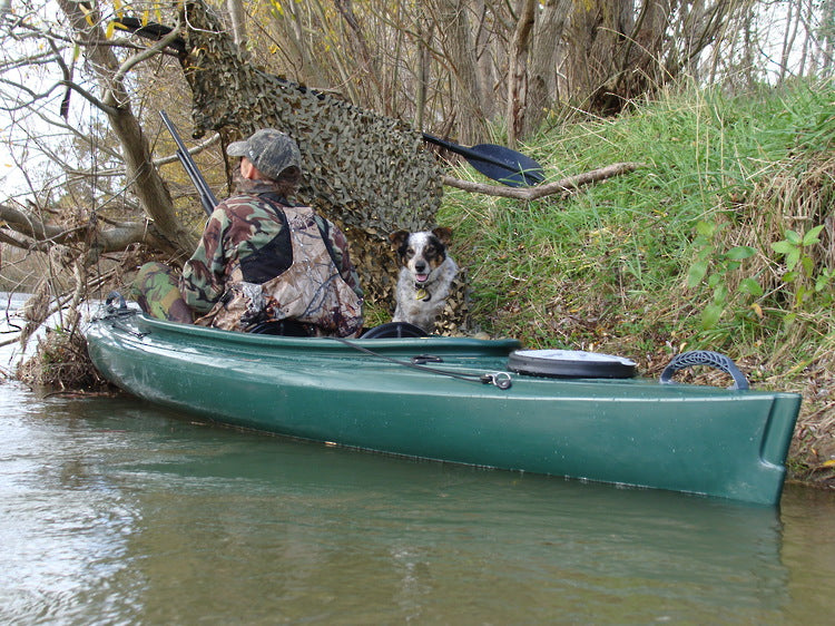 Mission Line 400 Kayak Rainforest Green - River Kayak Person and Dog