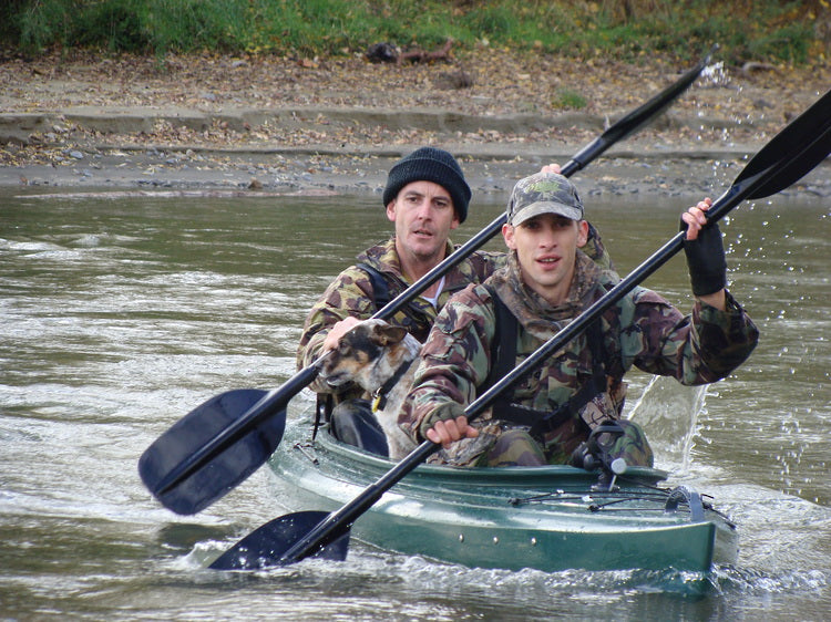 Mission Line 400 Kayak Rainforest Green - Front Paddling