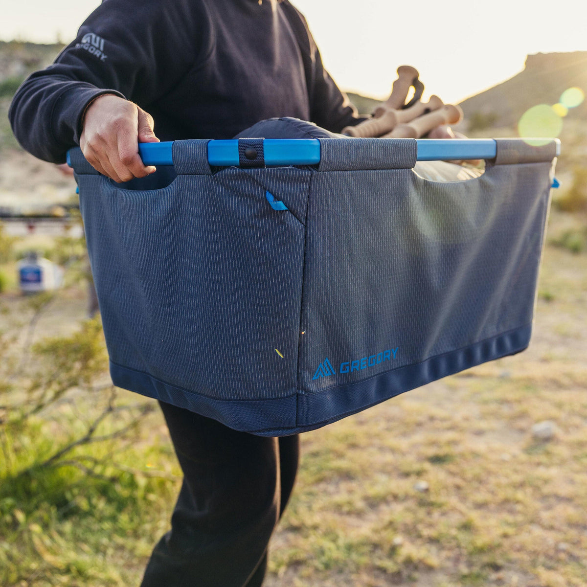 Gregory Alpaca 70L Gear Basket in Slate Blue - Rigid Frame Opening