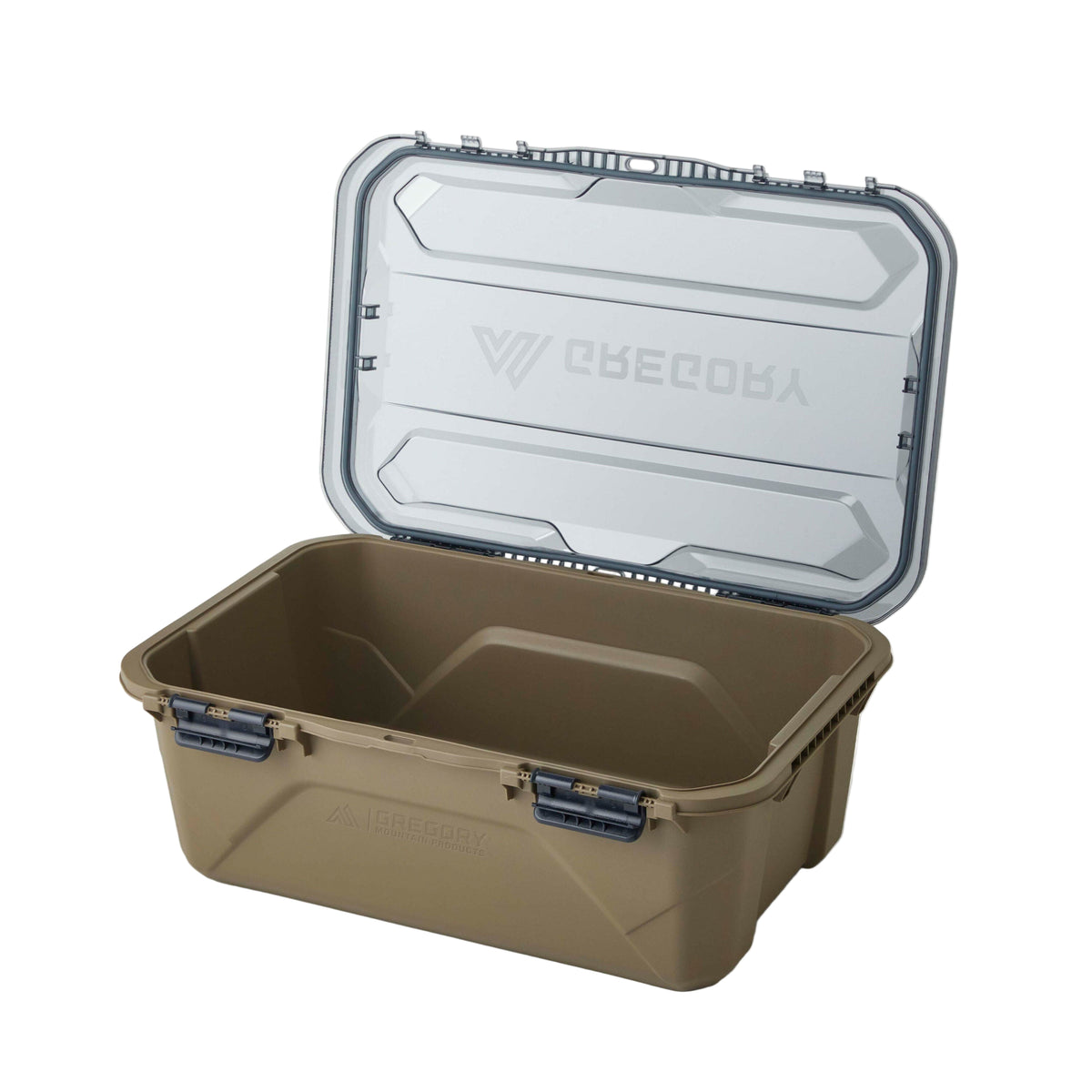 Gregory Alpaca Gear Box 45L in Mirage Tan - Open lid view