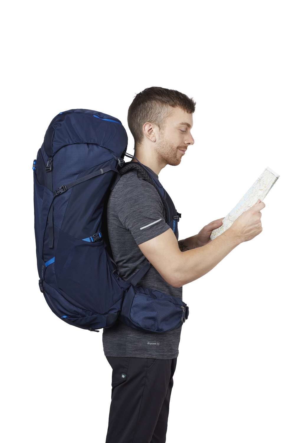 Gregory Zulu 55 Men's Hiking Backpack in Halo Blue - On Model Side View
