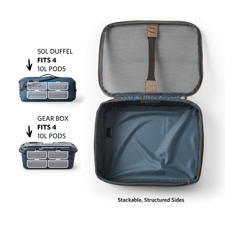 Gregory Alpaca Gear Pod 10L Stackable Structured Side - strong and portable gear storage