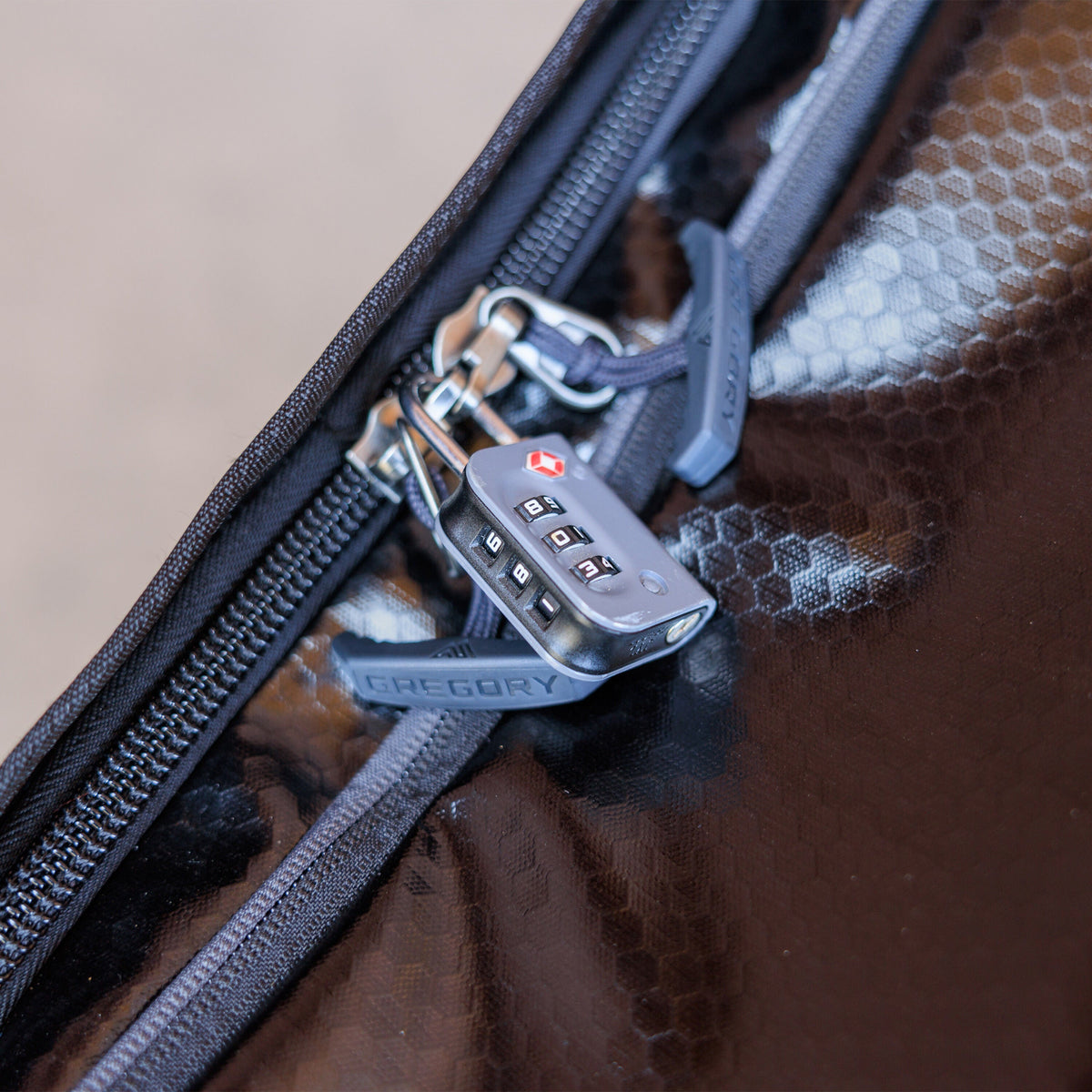 Gregory Alpaca Wheeled Duffel 40L #10 Lockable YKK Zipper with oversized T-grip puller for security