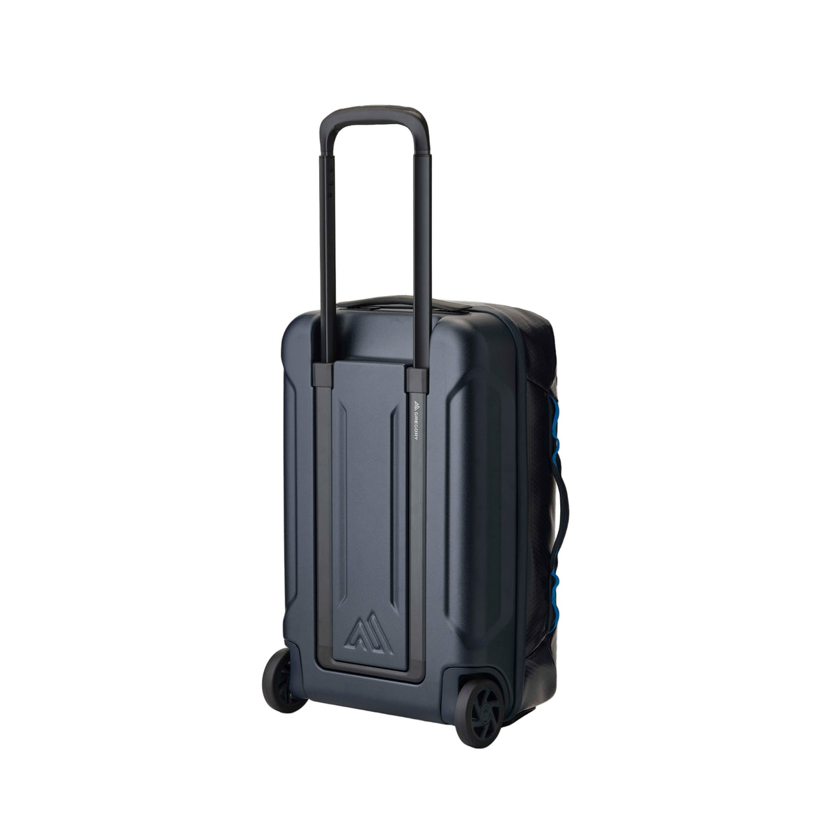 Gregory Alpaca Wheeled Duffel 40L in Slate Blue - Back View showing TPU-coated fabric and grab handles