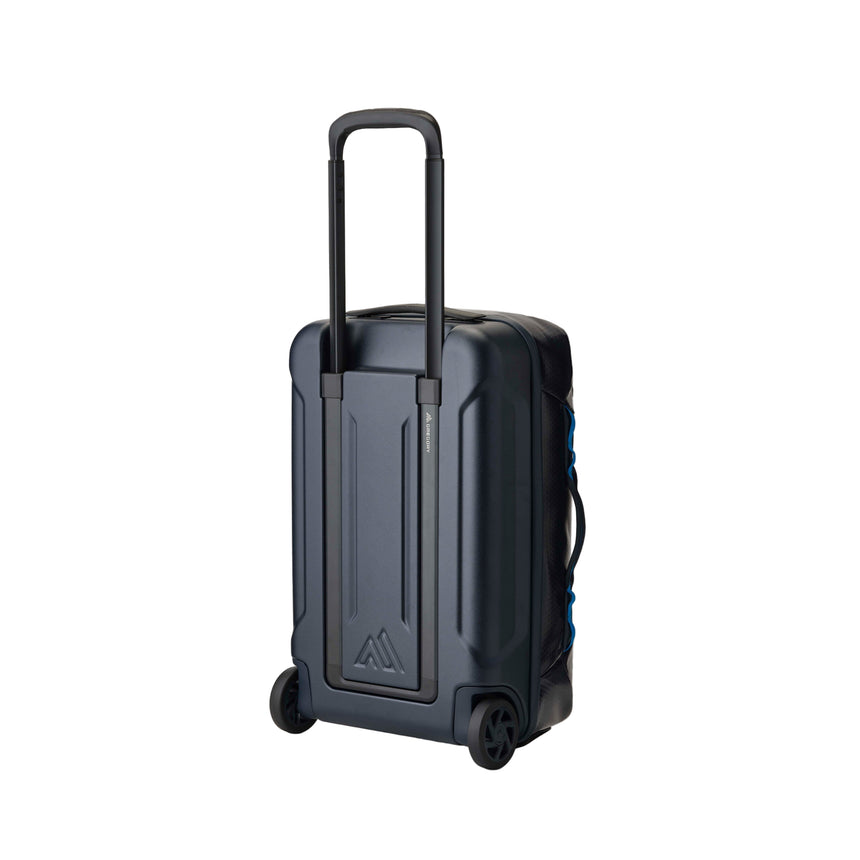 Gregory Alpaca Wheeled Duffel 40L in Slate Blue - Back View showing TPU-coated fabric and grab handles