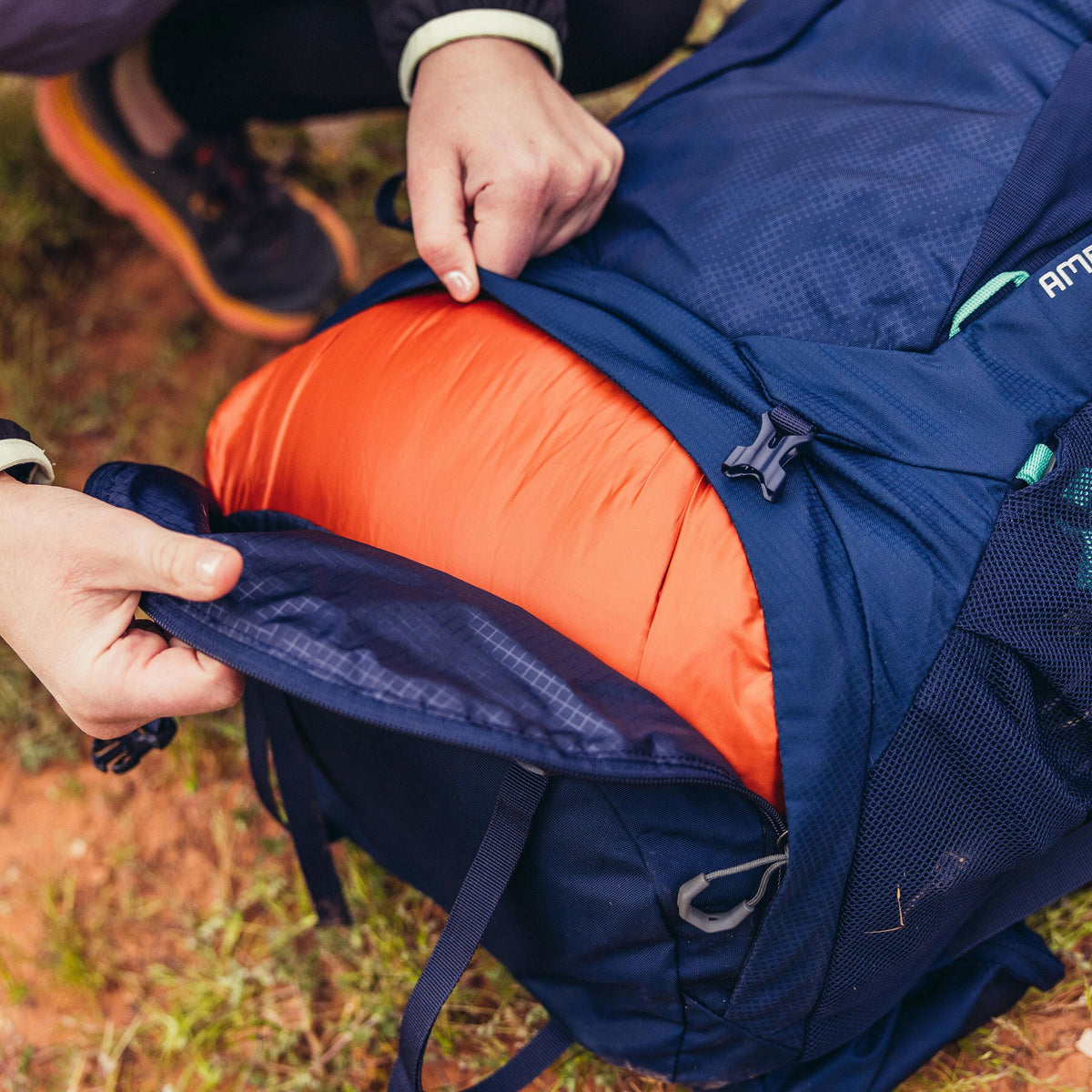 Gregory Amber 68 Zippered Bottom Sleeping Bag Compartment with removable divider for flexible packing