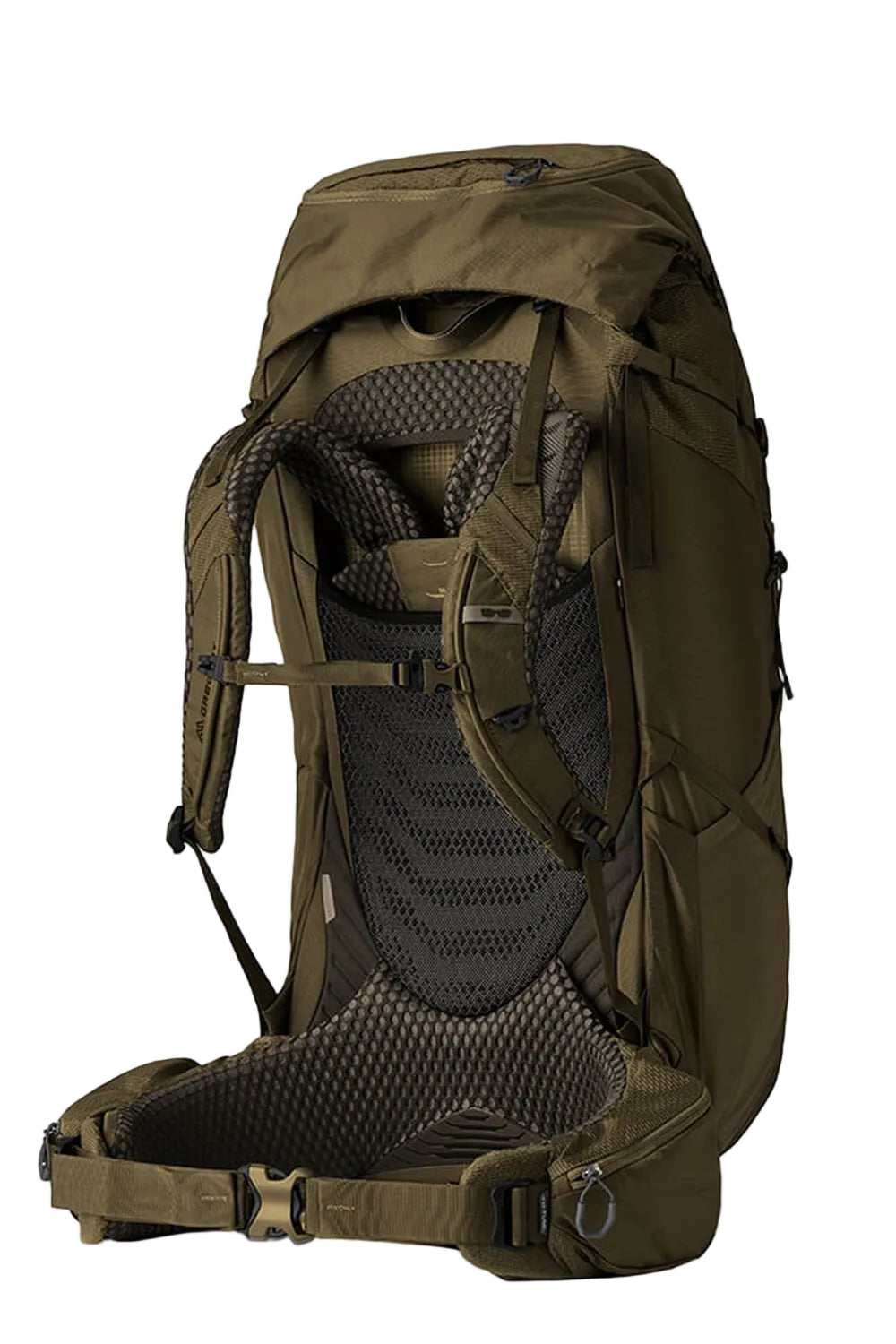 Gregory Baltoro 100 Pro RC 95L in Crocodile Green - Back View showing AirCushion breathable backpanel