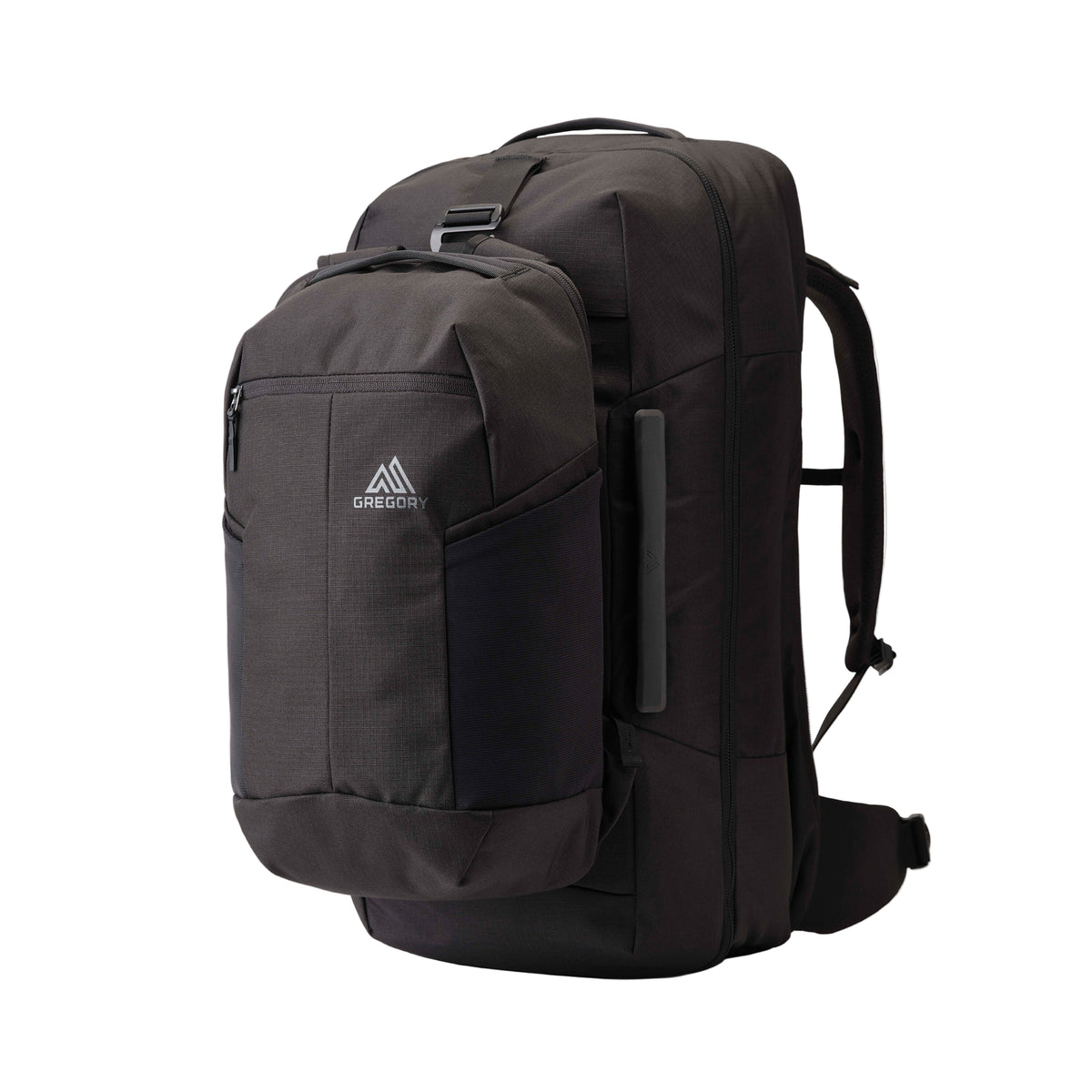 Gregory Border 50 + 15 Travel System in Black Lichen - Front View with 65L total capacity