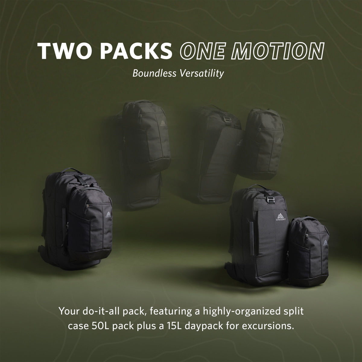Gregory Border 50 + 15 Boundless Versatility - multiple travel setups for extended adventures