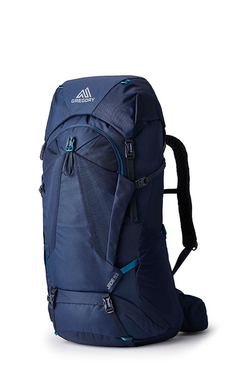 Gregory Jade 53L Women's Backpack in Midnight Navy - Front View with FreeFloat suspension and U-zip access