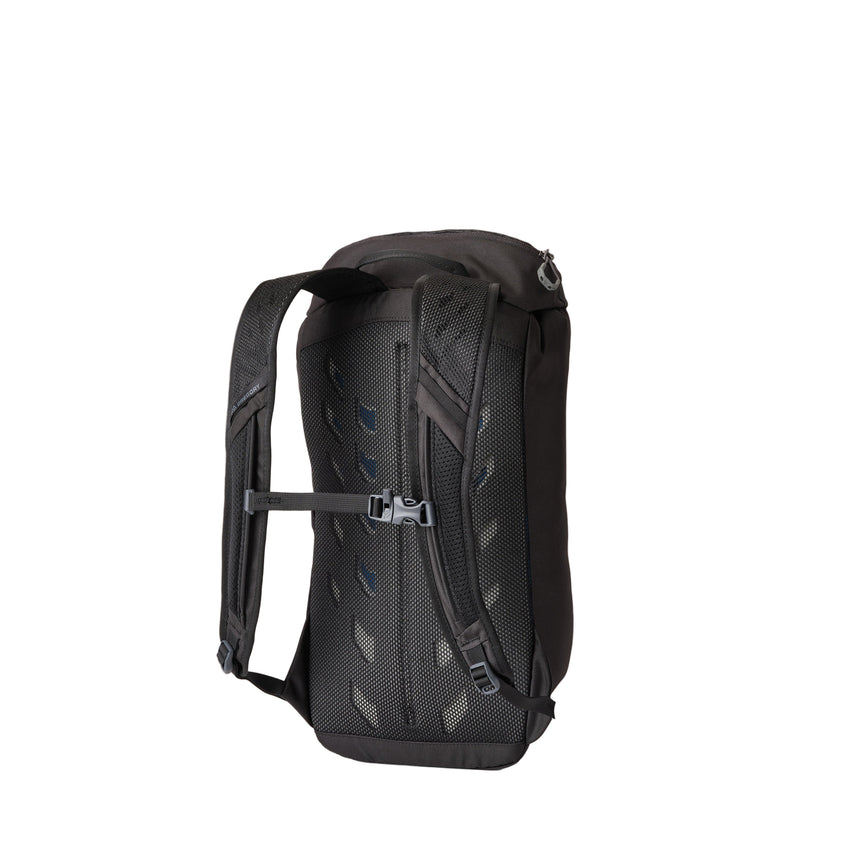 Gregory Nano 16L Daypack in Optic Black - Back View showing airmesh shoulder harnesses
