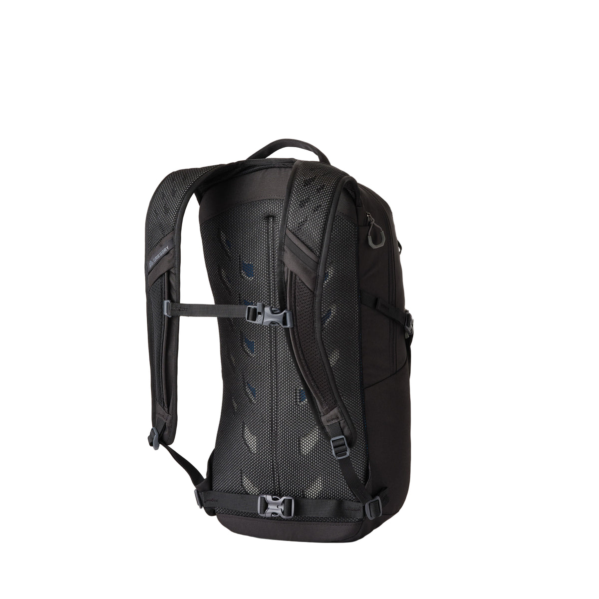 Gregory Nano 18L Daypack in Optic Black - Back View showing padded airmesh shoulder harnesses