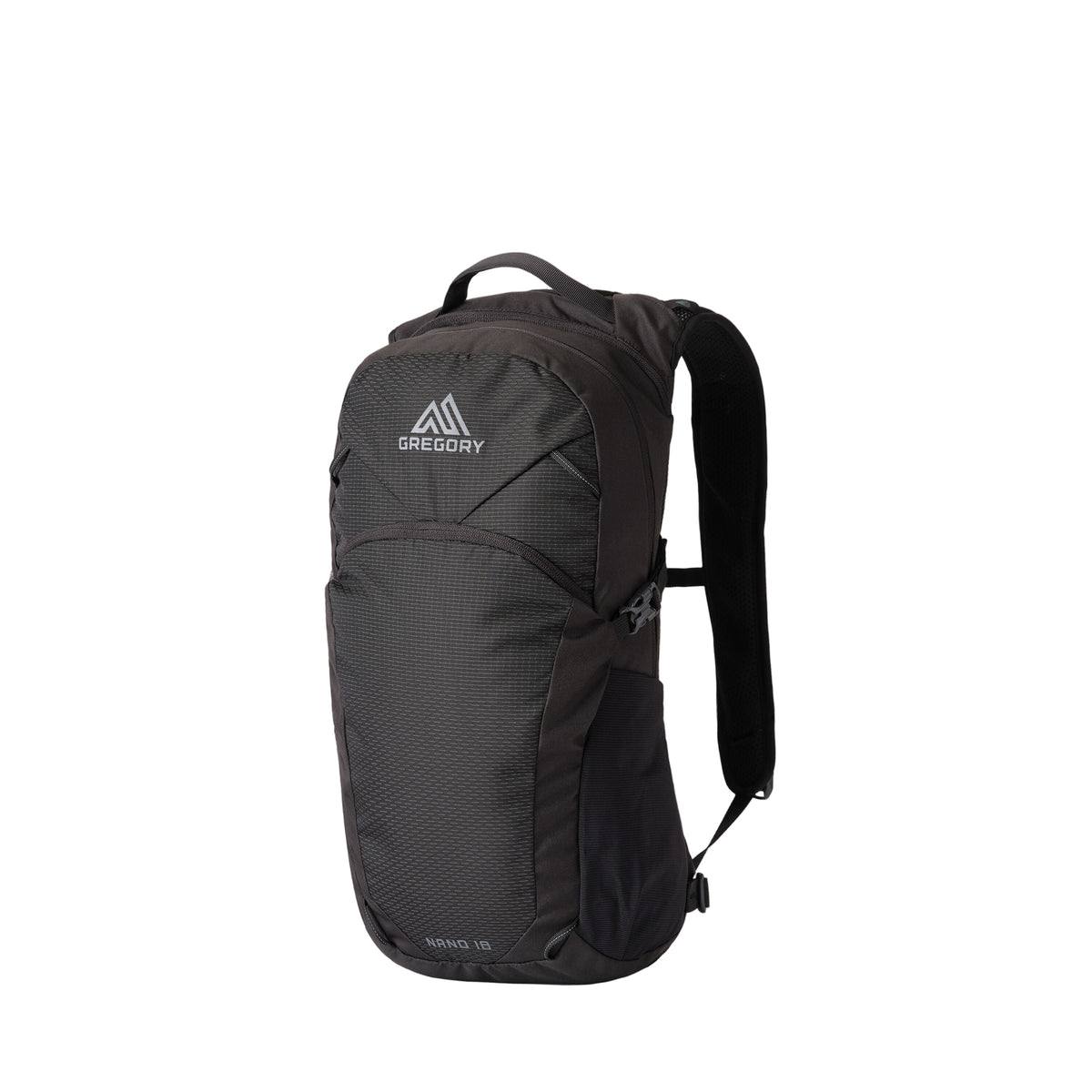 Gregory Nano 18L Daypack in Optic Black - Front View with laptop/tablet sleeve