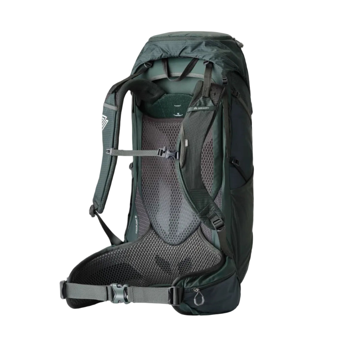 Gregory Paragon 40L Men's Backpack in Cascade Green - Back View showing perimeter frame and ventilation