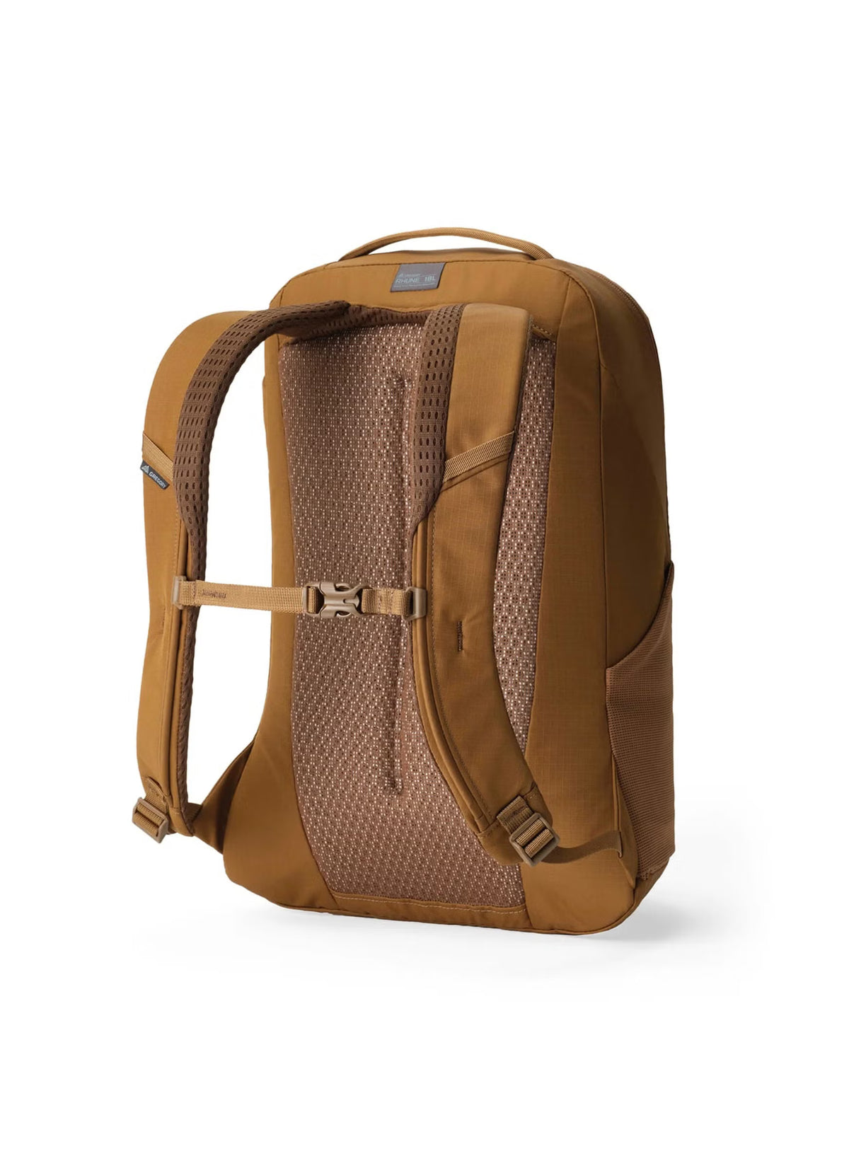 Gregory Rhune 18L Everyday Backpack in Coyote Brown - Back View showing breathable backpanel