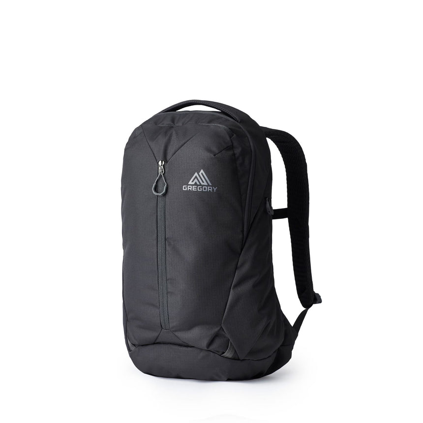 Gregory Rhune 20L Everyday Backpack in Carbon Black - Front View with technical design