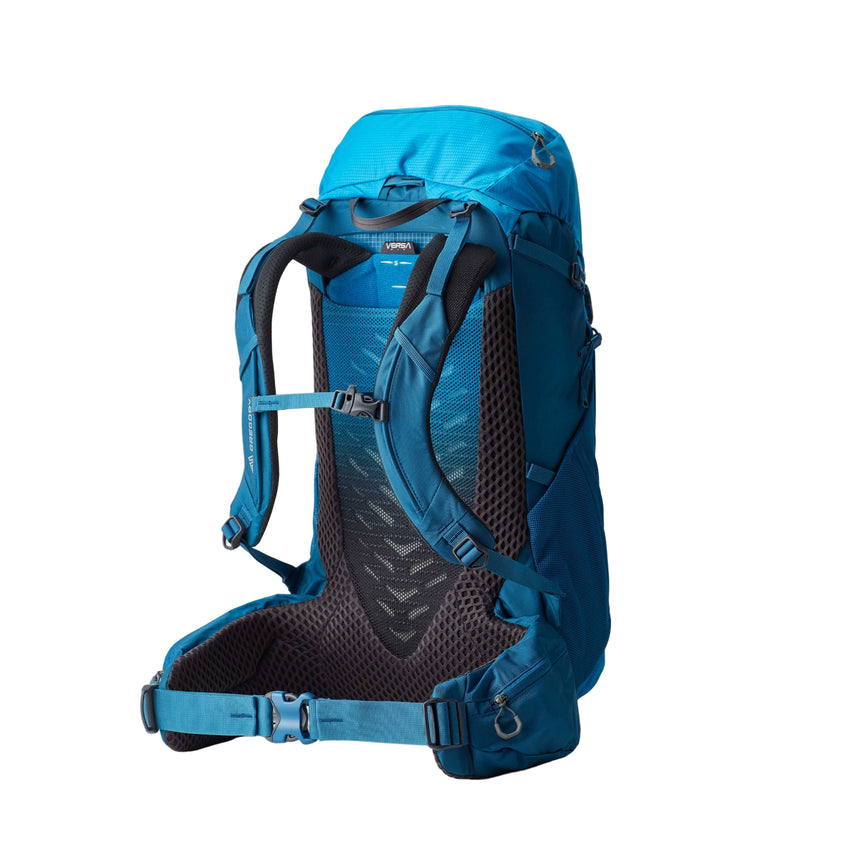Gregory Stout 35L Men's Backpack in Compass Blue - Back View showing breathable 3D backpanel and VersaFit system