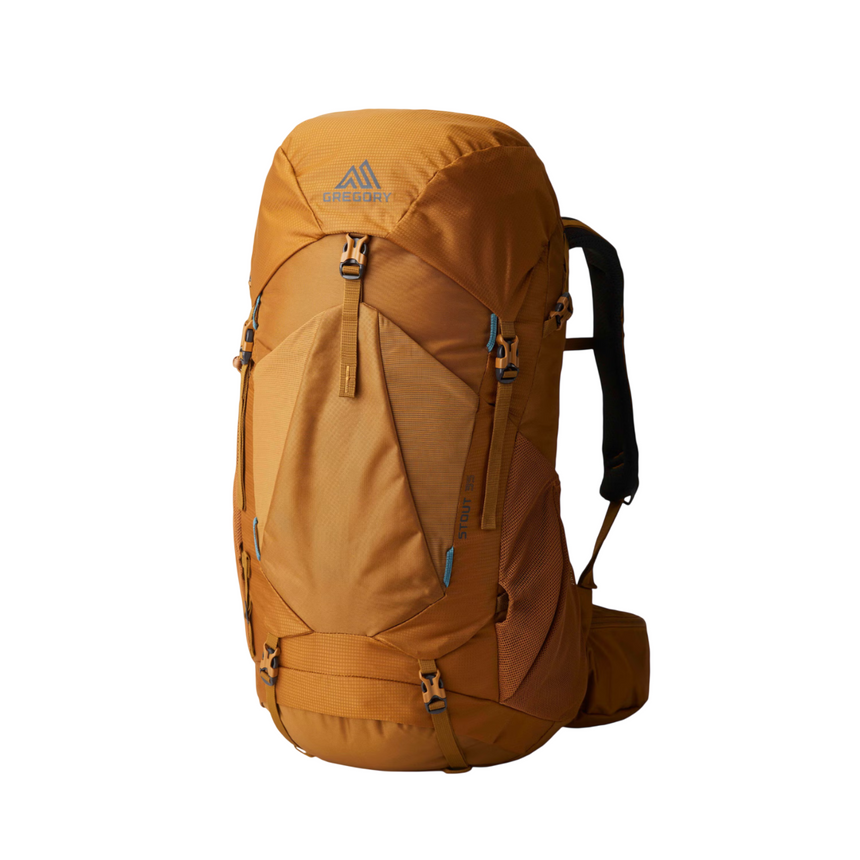 Gregory Stout 35L Men's Backpack in Sandstone - Front View showing adjustable fit system