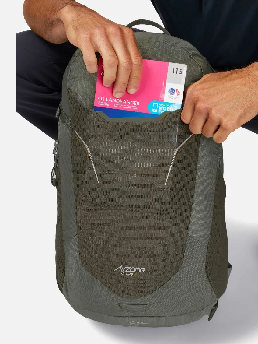 Person opening front meshcLowe Alpine AirZone Active 22 Backpack