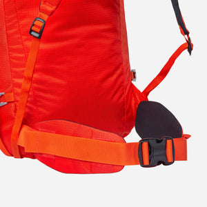 Mountain Equipment Tupilak 50-75 Backpack back close up of side strap