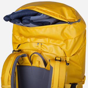 Mountain Equipment Fang 42+ Backpack close up back half zip storage image