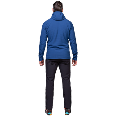 Mountain Equipment Shroud Hooded Men's Jacket Outdoor Action Admiral/Cosmos- Back Fit on Model