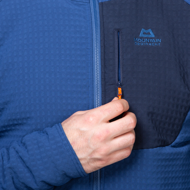 Mountain Equipment Shroud Hooded Men's Jacket Outdoor Action Admiral/Cosmos- Zippered Chest Pocket