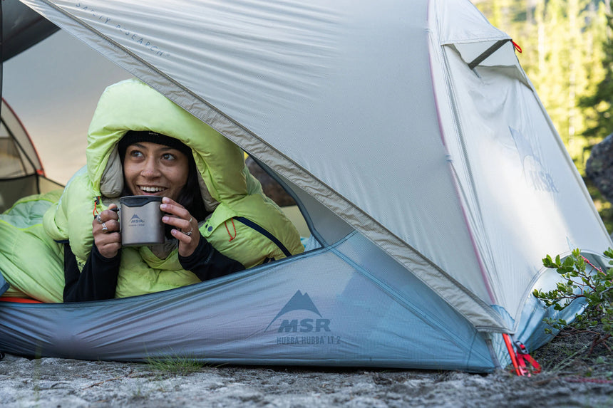 MSRMSR Hubba Hubba™ LT 2-Person Backpacking Tent Outdoor Action- open door