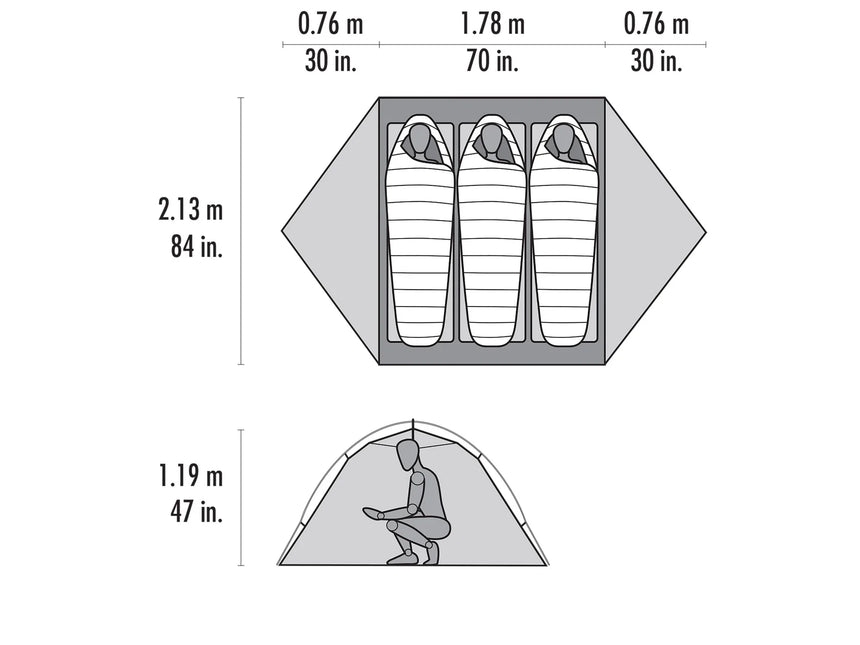 MSR Access™ 3 Three-Person, Four-Season Ski Touring Tent Outdoor Action- Floorplan