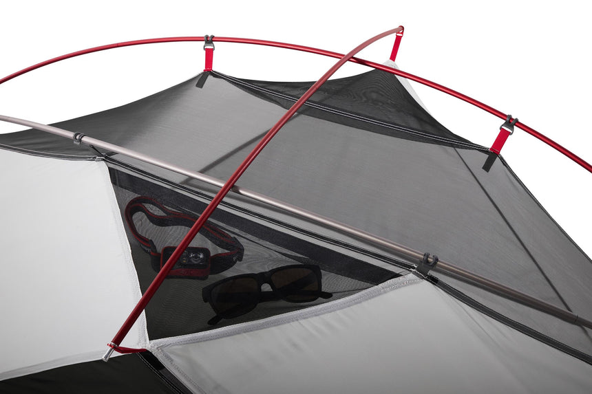 MSR Elixir™ 1-Person Backpacking Tent Outdoor Action- Clip Detail/ Gear Loft