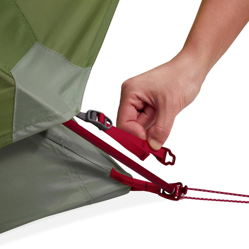 MSR Elixir™ 2-Person Backpacking Tent Outdoor Action - Corner Hardware Stakeloop Detail
