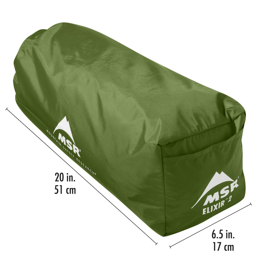 MSR Elixir™ 2-Person Backpacking Tent Outdoor Action- Packed Dimensions