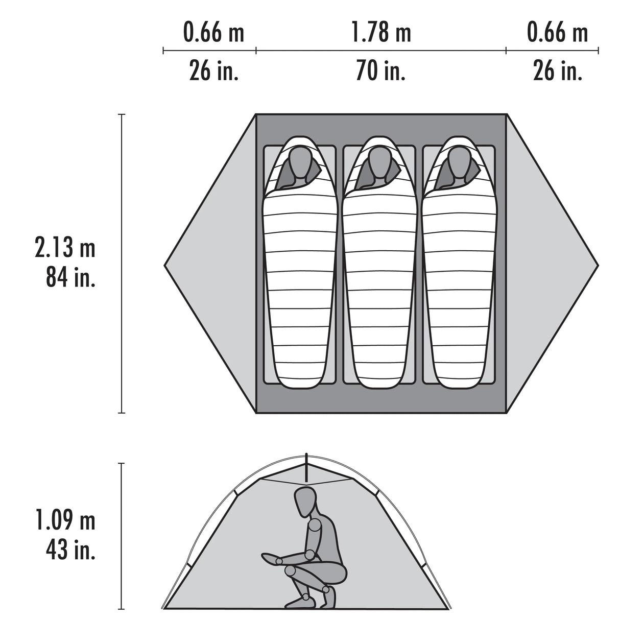 MSR Elixir™ 3-Person Backpacking Tent Outdoor Action- Tent Dimensions