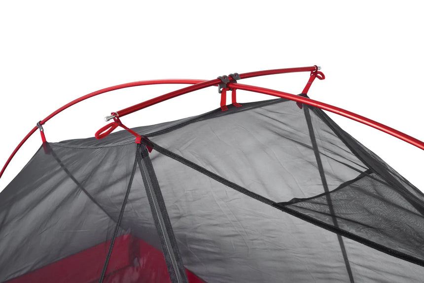 MSR FreeLite™ 3-Person Ultralight Backpacking Tent Outdoor Action- Clip Detail & Gear Loft