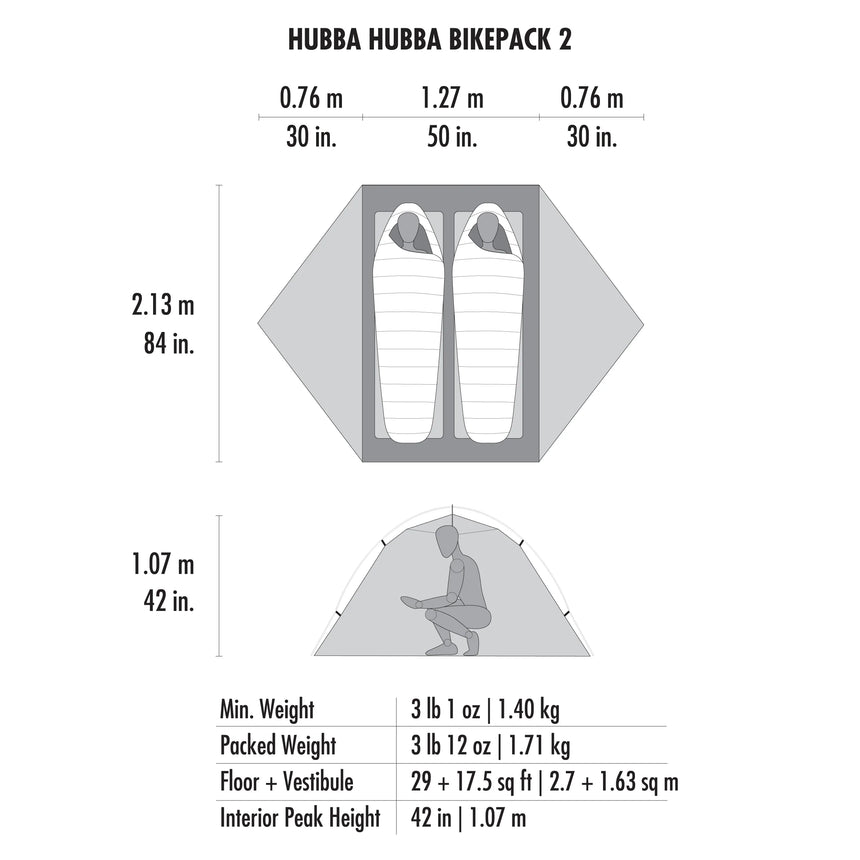MSR Hubba Hubba™ Bikepack 2-Person Tent Outdoor Action- Floorplan