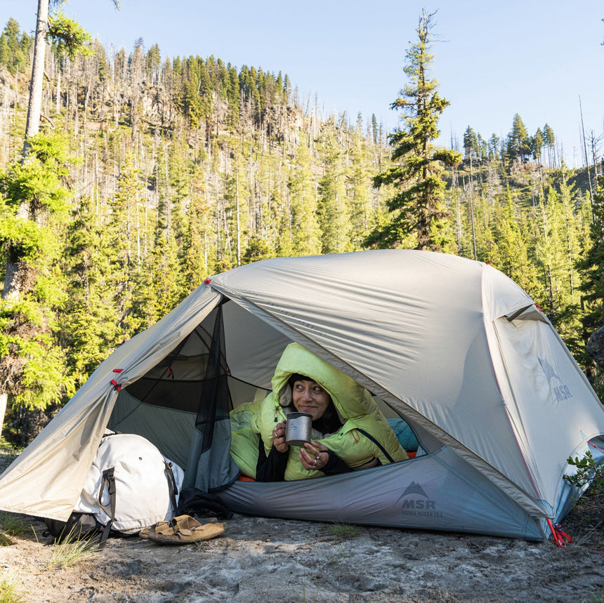 MSR Hubba Hubba™ LT 1-Person Backpacking Tent Outdoor Action- StayDry™ door